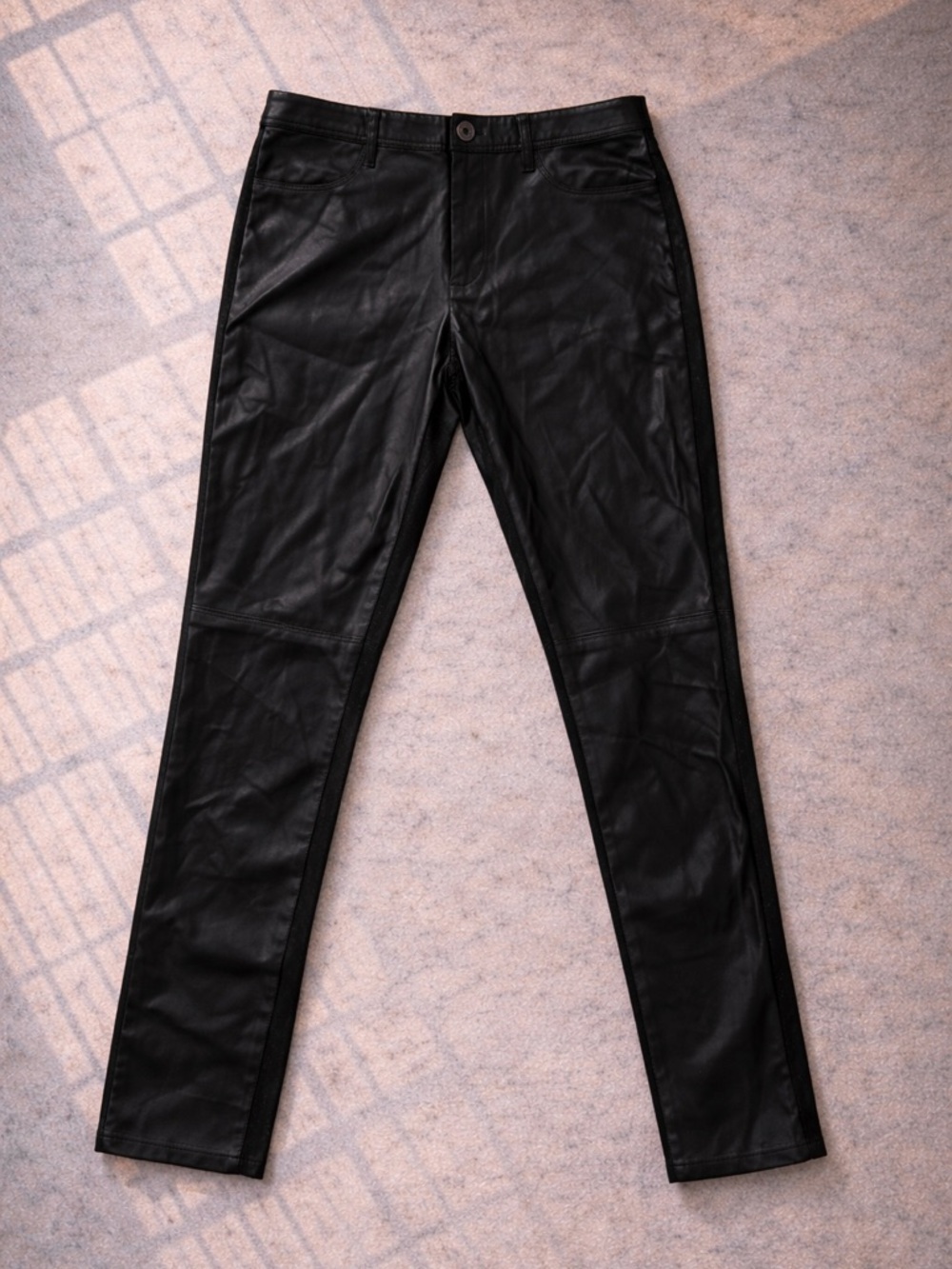 Banana Republic Faux Leather Low Rise Skinny Pants Black Stretch Glam Y2K